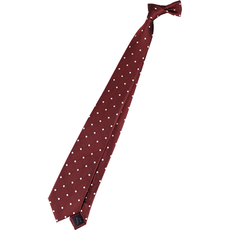 neckti：小紋、紋柄、クレストのネクタイ。シャツにコーディネートしやすい。フォーマルな印象で、ビジネスマンの定番。無地のジャケットやシャツとコーディネートがおすすめ。小紋、紋柄、クレストが大きい柄や、模様が多いデザインは奇抜なので避ける