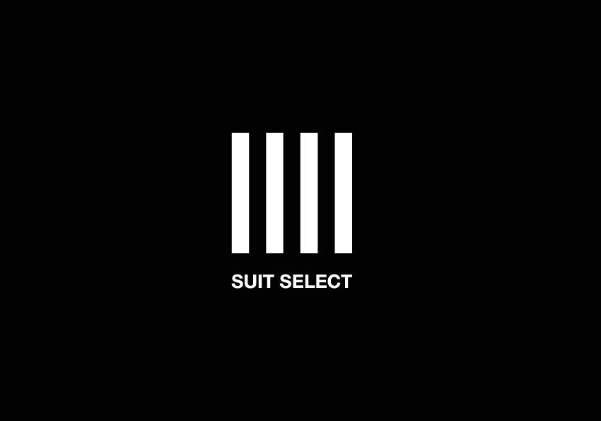 スーツセレクトのフェアフラッグマーク（ロゴ）
黒地×白抜き文字
